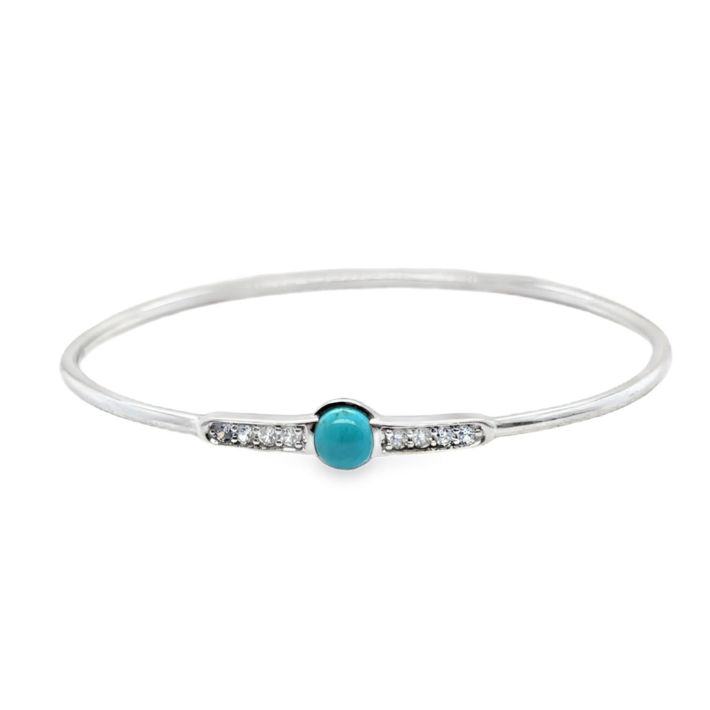 Turquoise and White Zircon Bangle