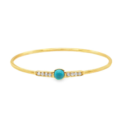 Turquoise and White Zircon Bangle