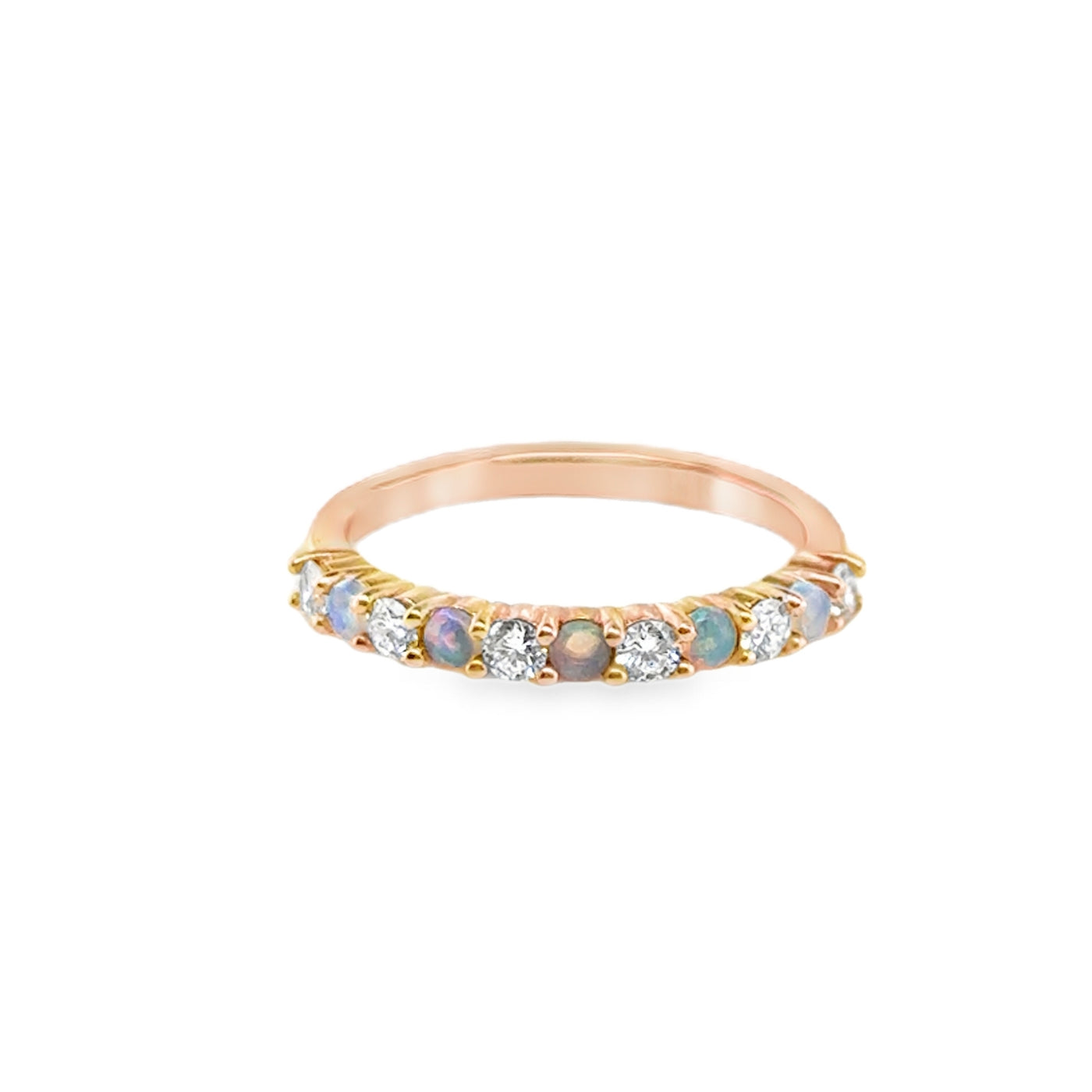 14KR Alternating Opal & Diamond Band