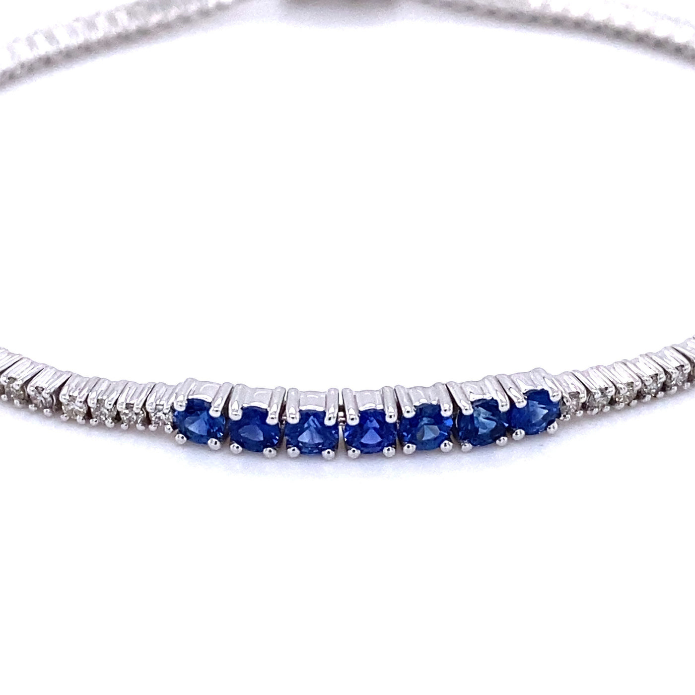 18KW Blue Sapphire and Diamond Tennis Bracelet