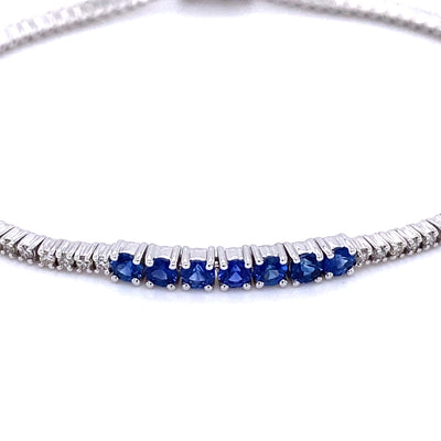 18KW Blue Sapphire and Diamond Tennis Bracelet