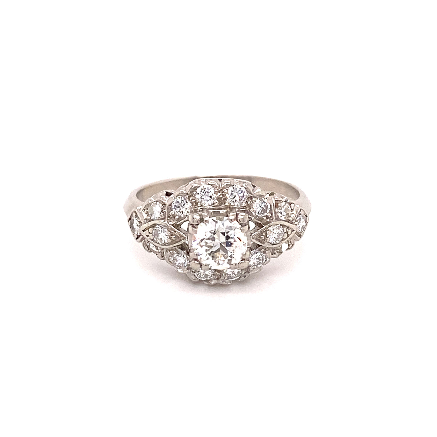 Vintage Platinum Old Euro Diamond Ring