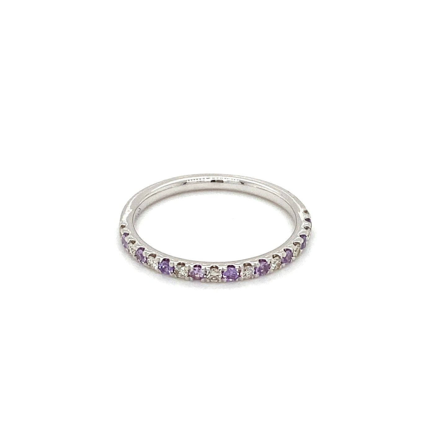 18K Alternating Lavender Sapphire and Diamond Band