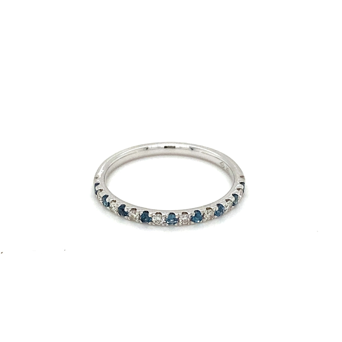 18K Alternating London Blue Topaz and Diamond Band