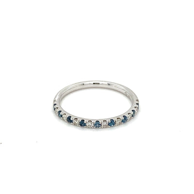 18K Alternating London Blue Topaz and Diamond Band
