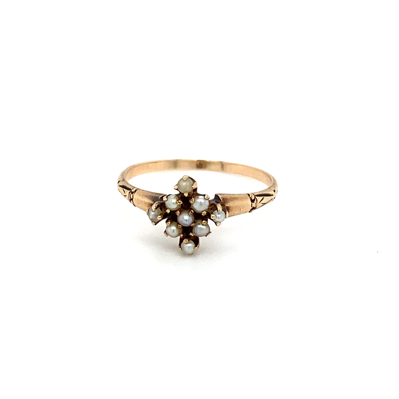 14KR Vintage Pearl Cluster Ring 7.25