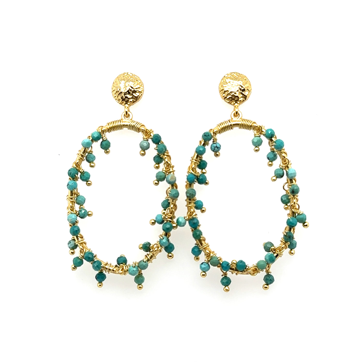 925 Beaded Circle Drop Earrings