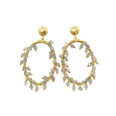 925 Beaded Circle Drop Earrings