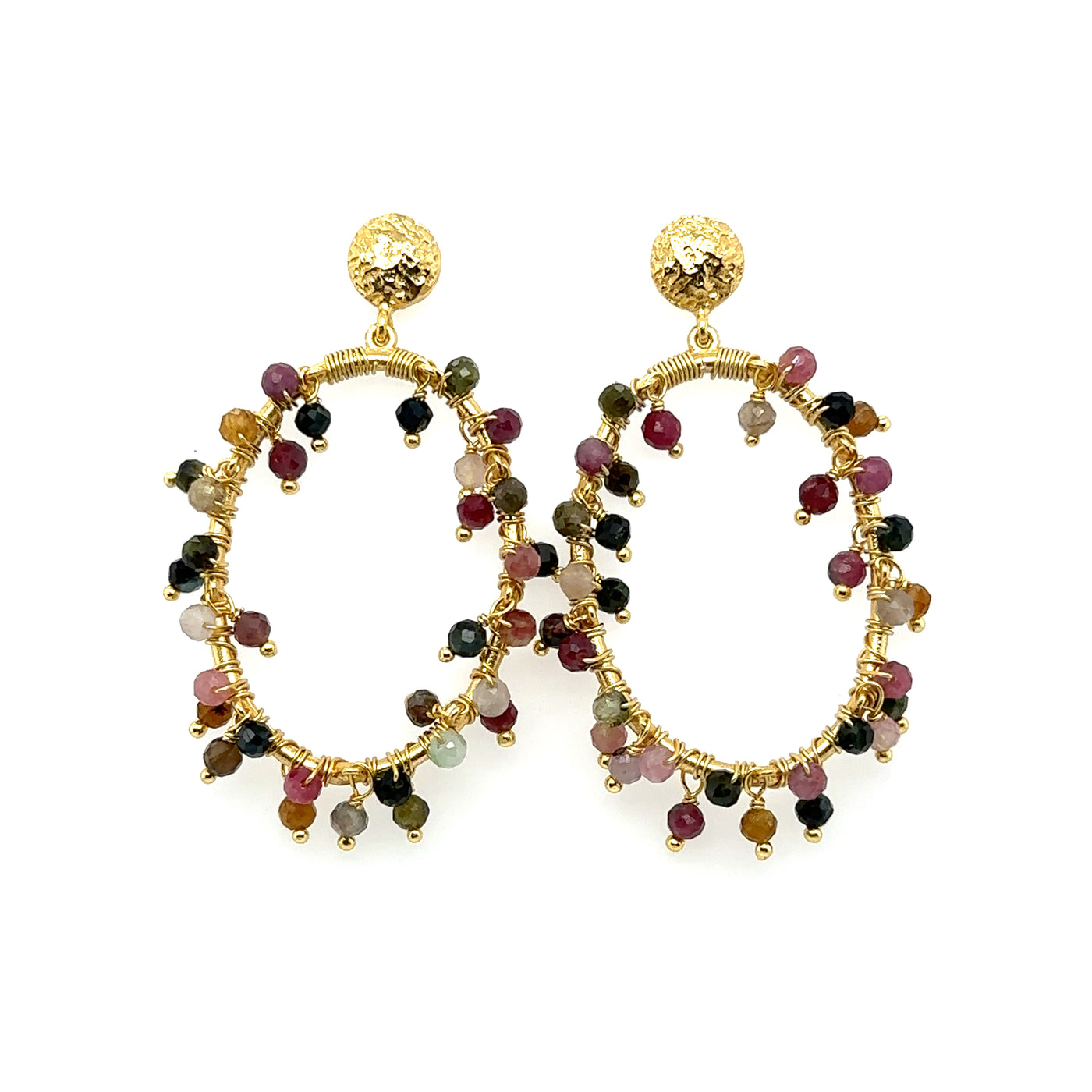 925 Beaded Circle Drop Earrings