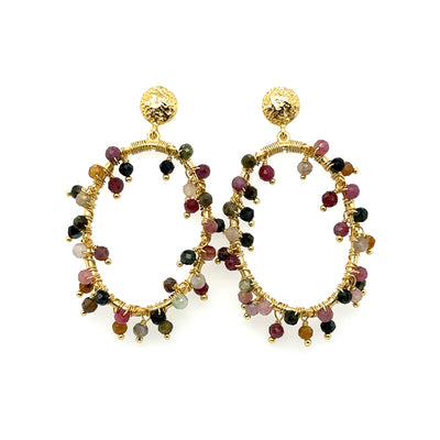 925 Beaded Circle Drop Earrings