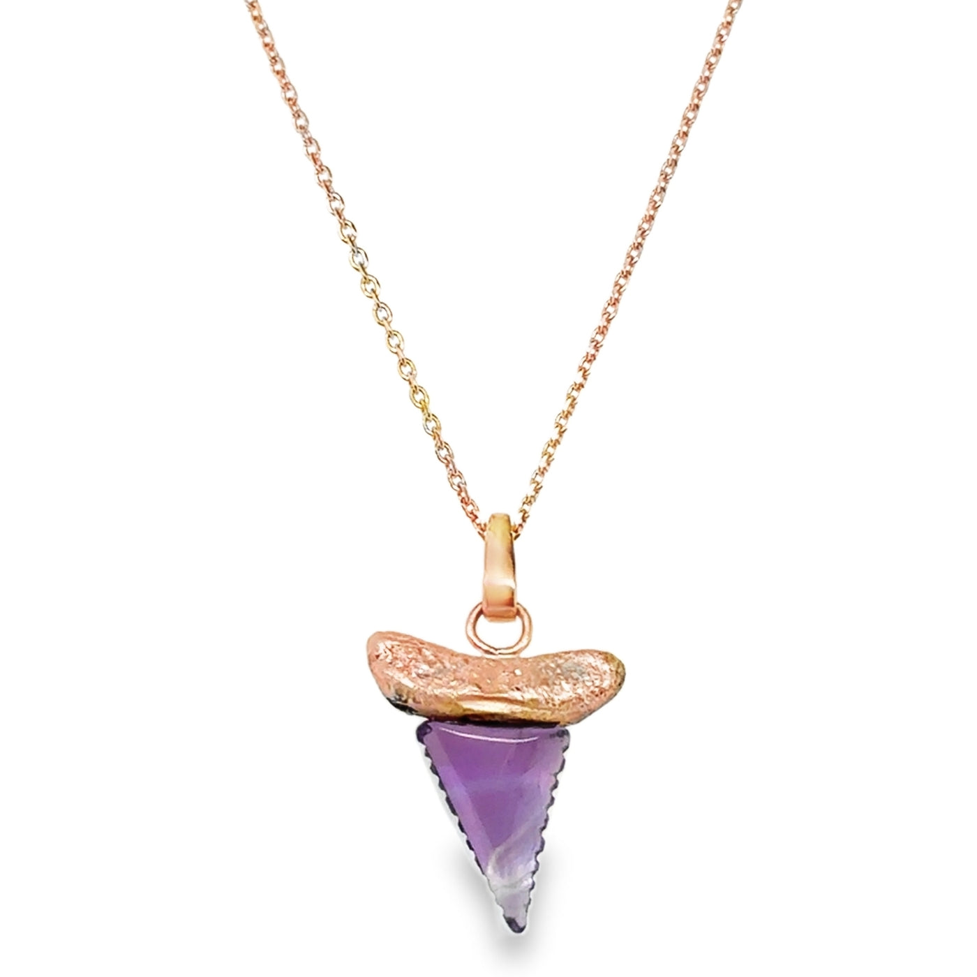18KR Amethyst Shark Tooth Pendant
