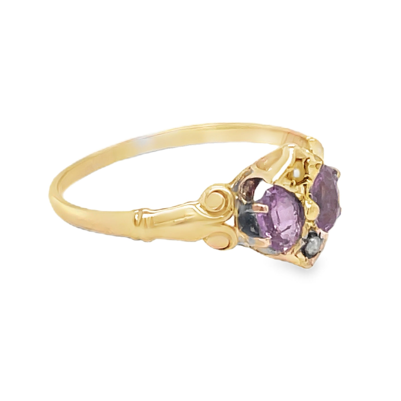 Vintage 14K Rose Gold 0.50ctw Pink Sapphire and Seed Pearl Ring