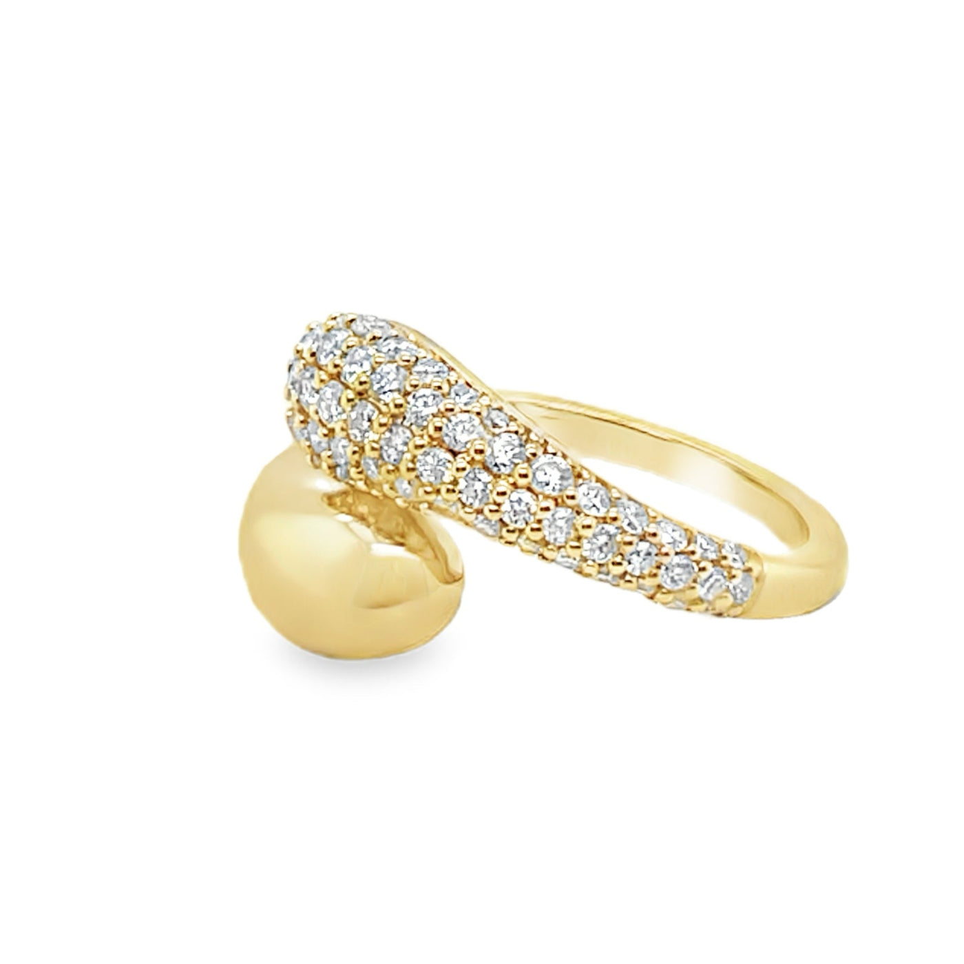 14KY Pave Bypass Ring