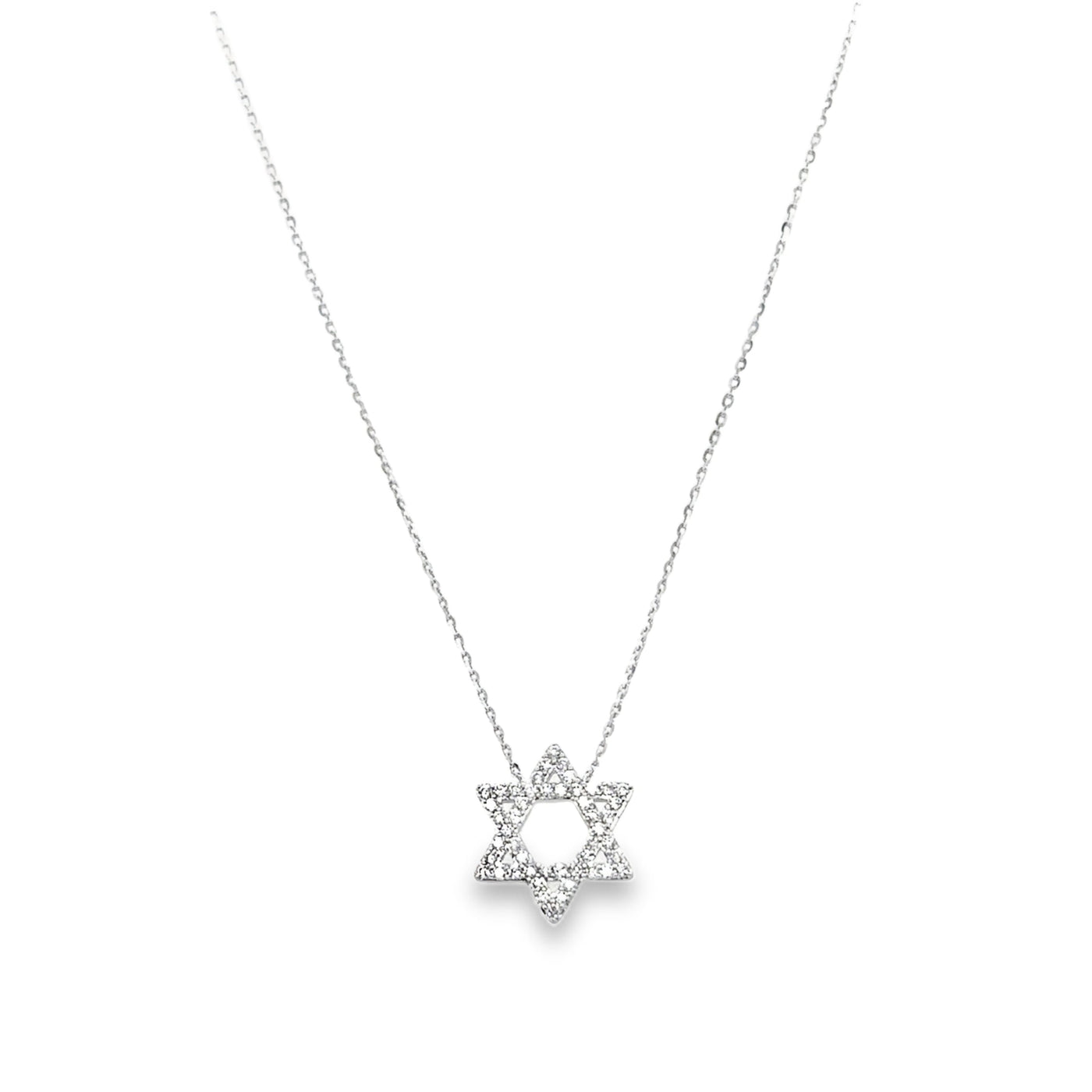 14KW  Diamond Star of David Necklace