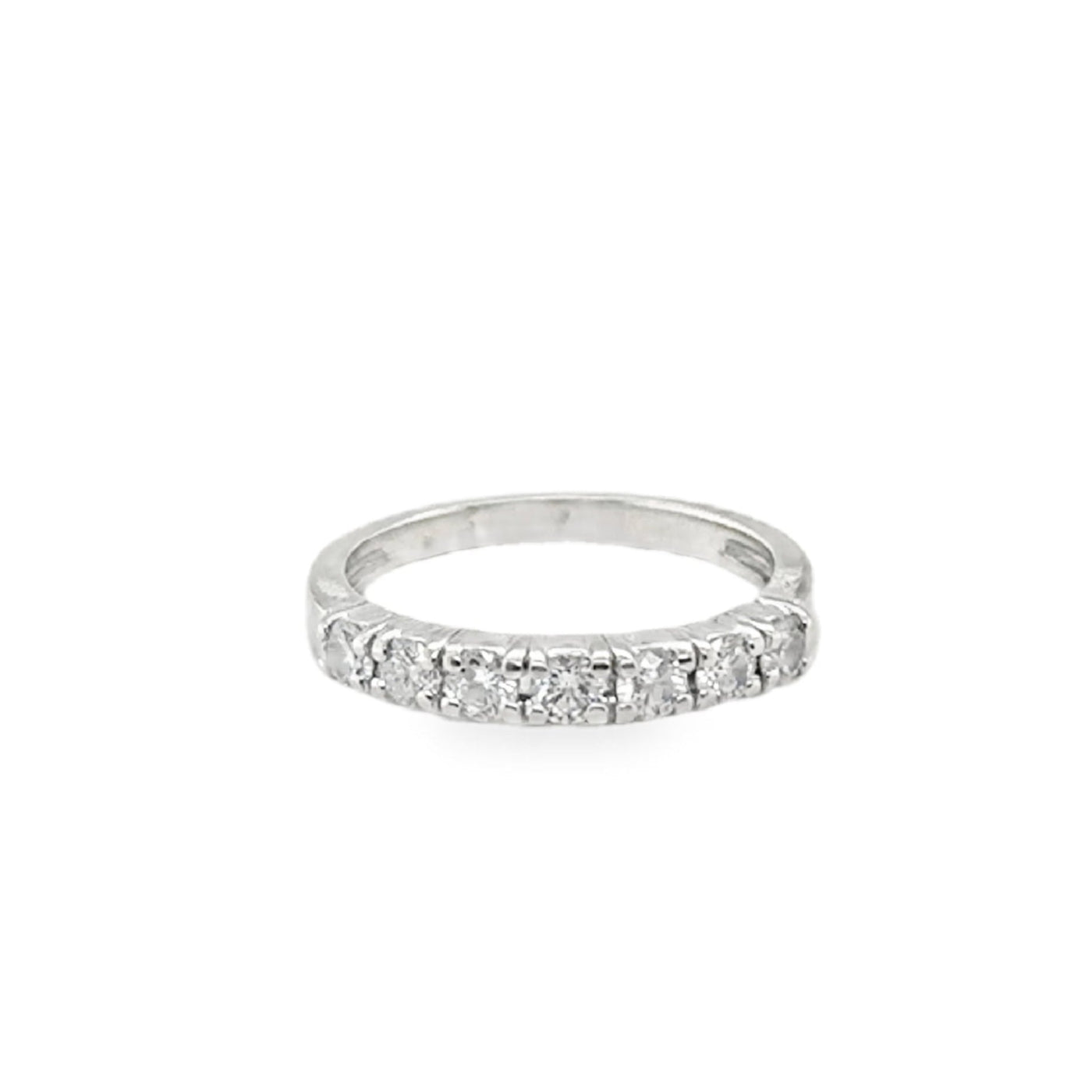 14K White Vintage Diamond Wedding Band