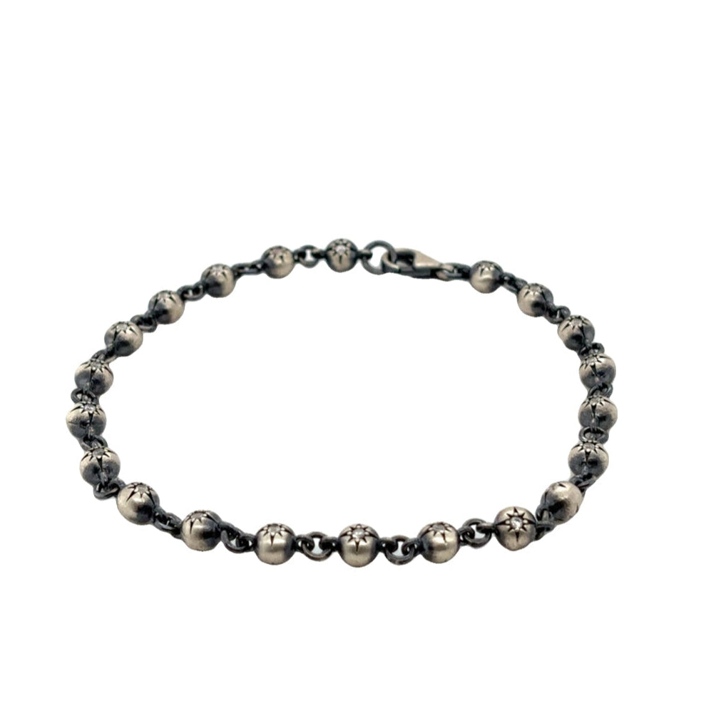925 Star Accent Bead w/ Lab Grown Diamond Accents Bracelet
