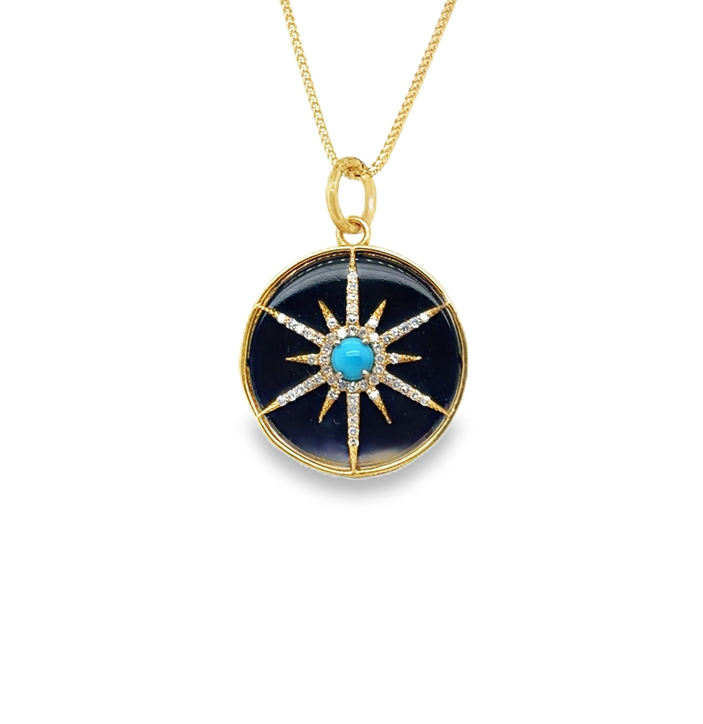 14KY Turquoise & Onyx Star Charm