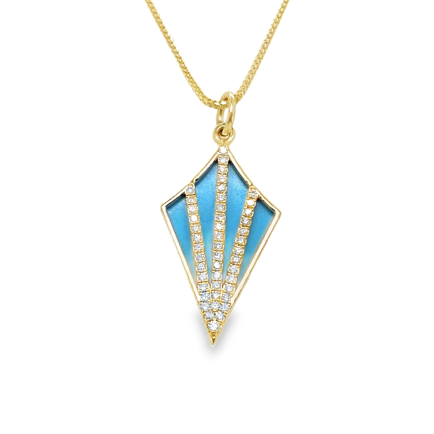 14KY Diamond & Turquoise Kite Pendant