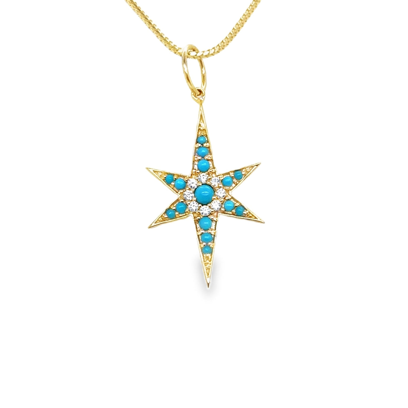 14KY Turquoise and Diamond Star Pendant