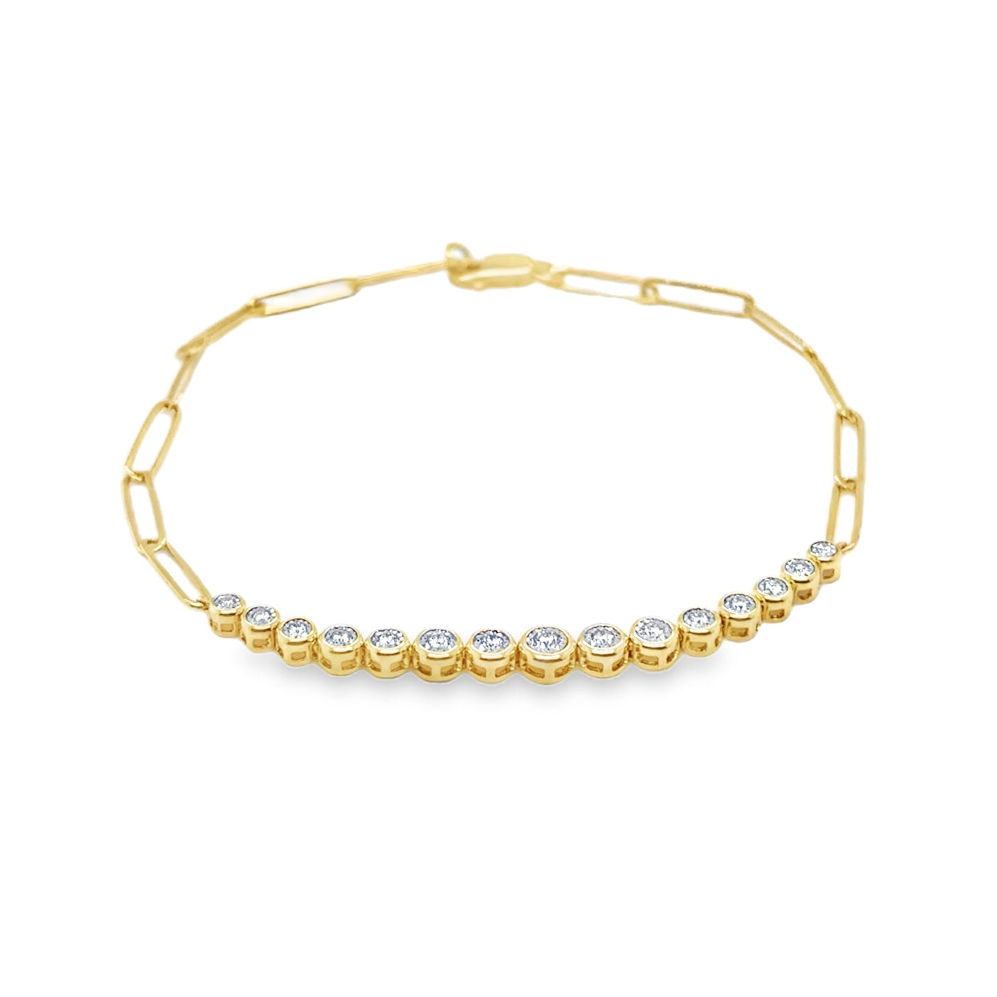 14KY Diamond Paperclip Chain Bracelet