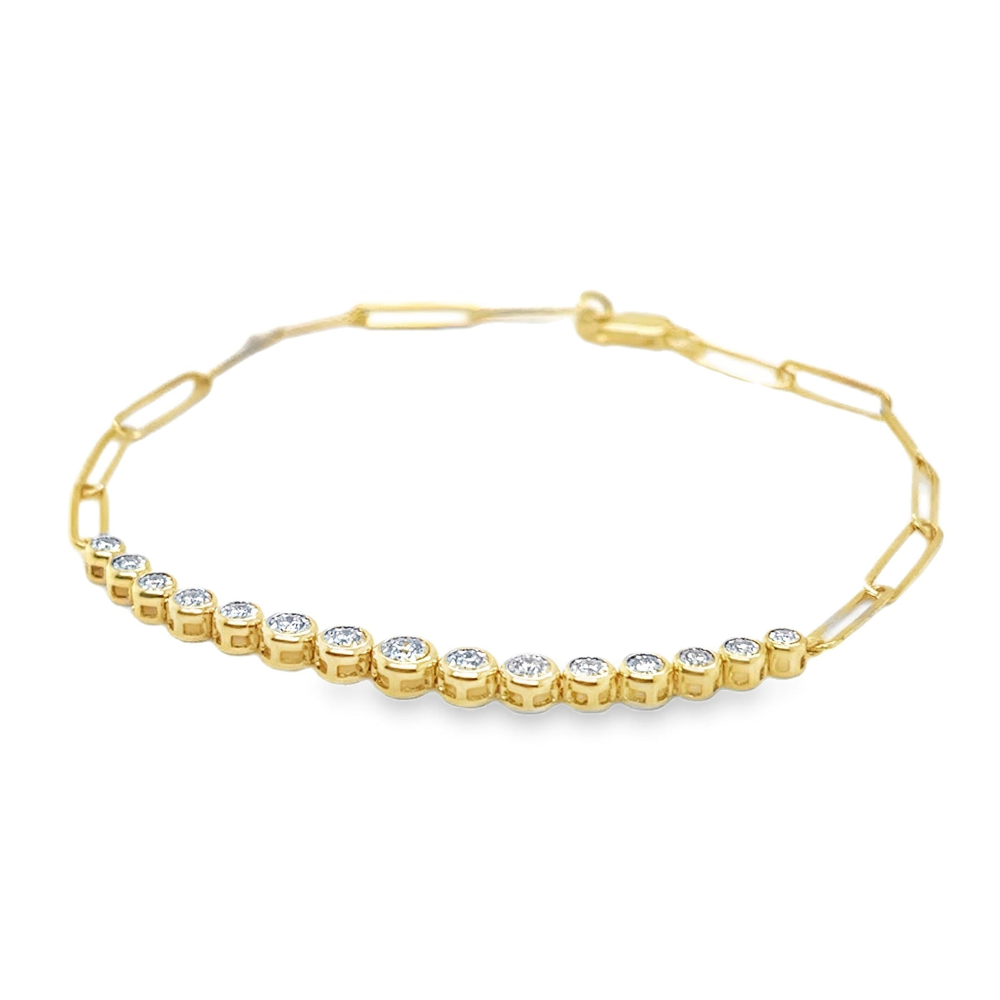 14KY Diamond Paperclip Chain Bracelet