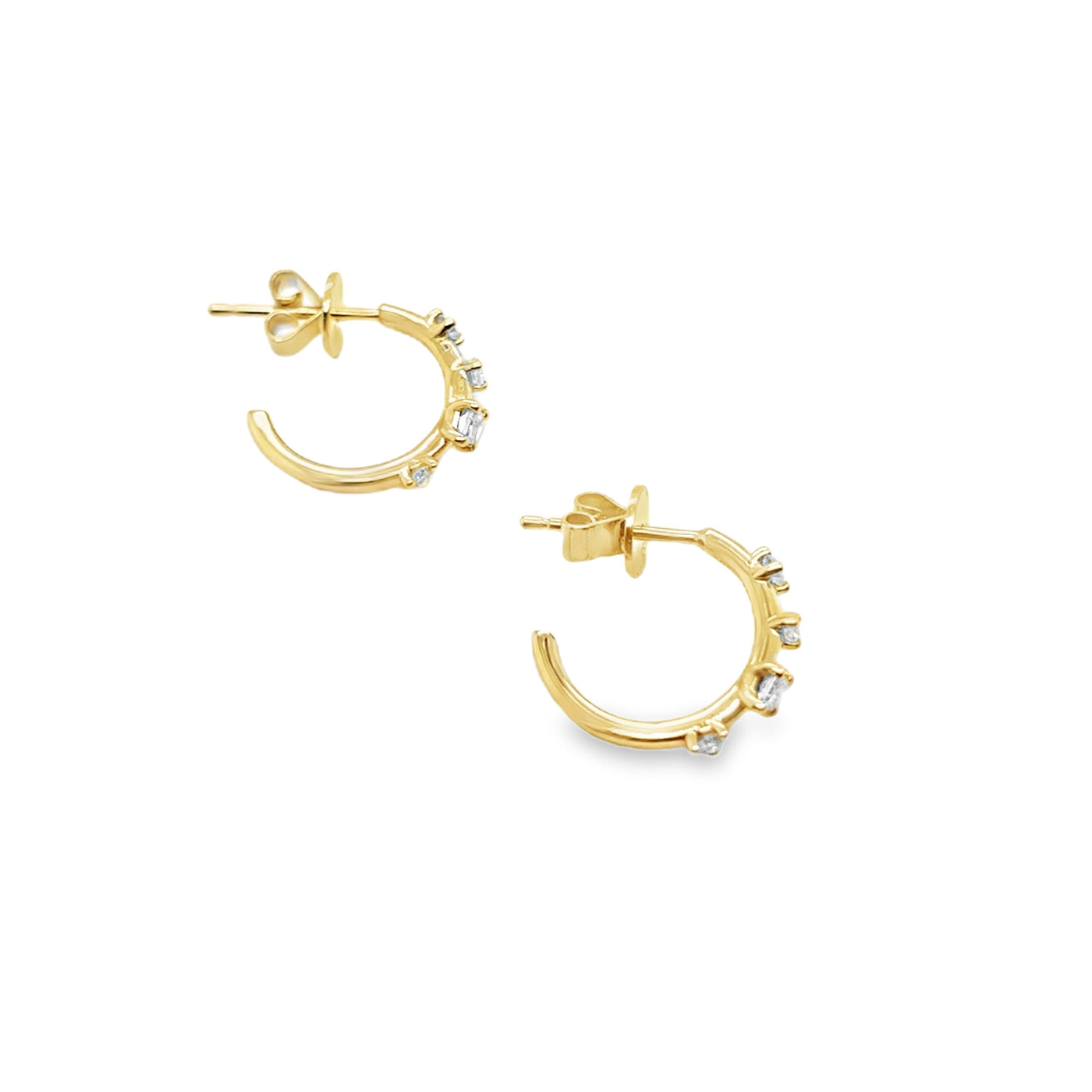 14KY 4-Stone Diamond Micro Hoop