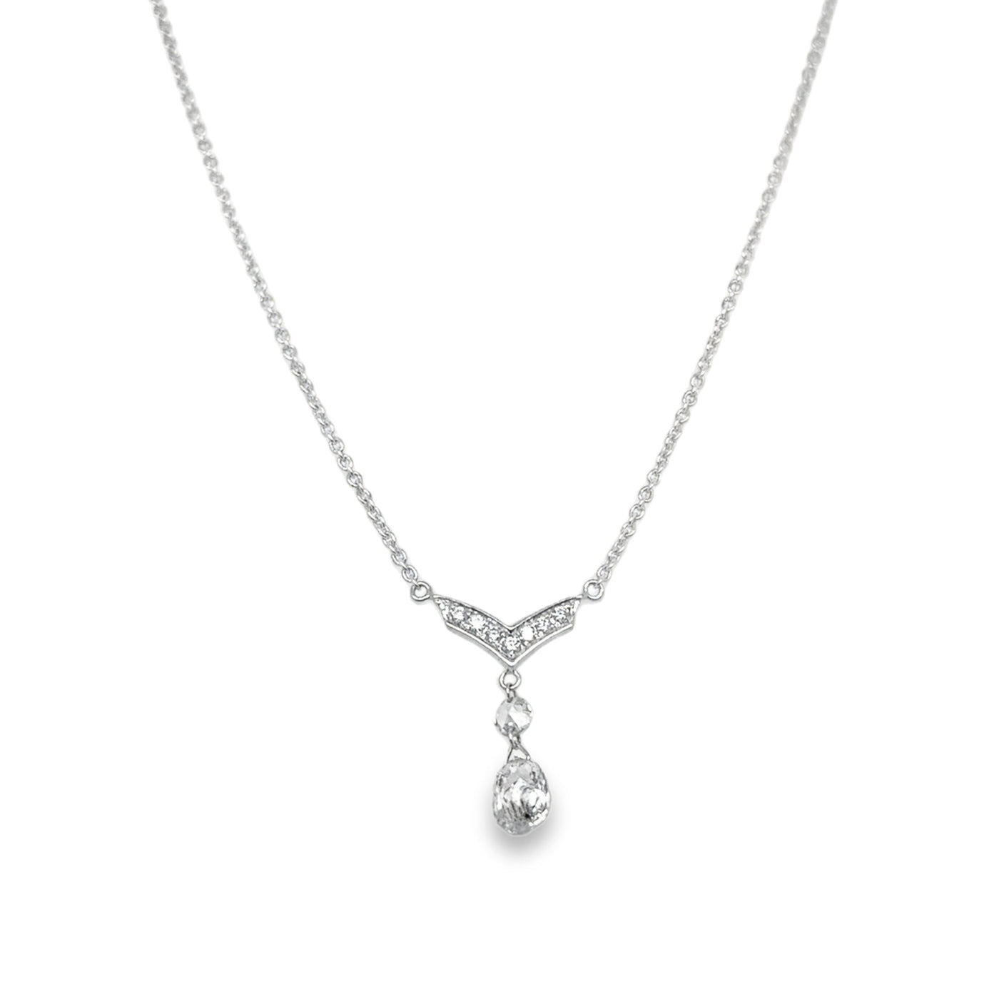 18KW Briolette Diamond Necklace