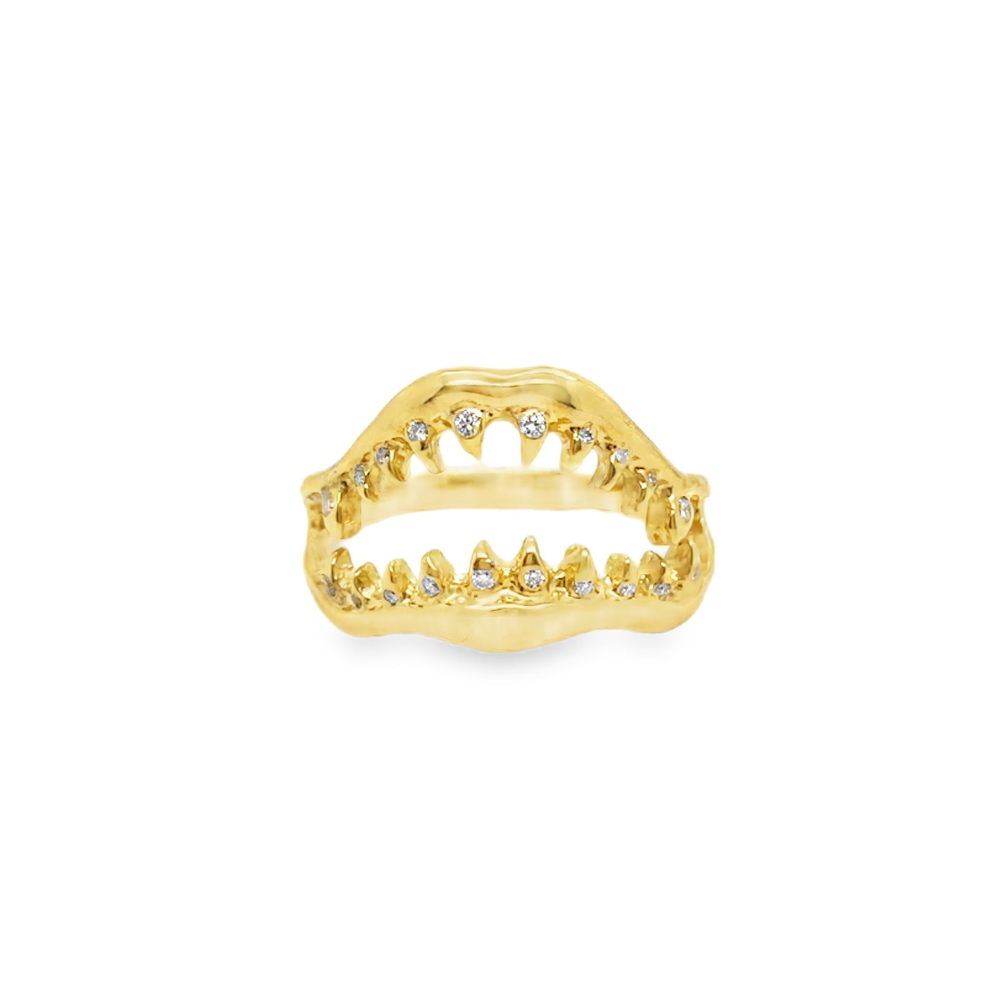22KY Diamond Shark Jaw Ring 0.09 tdw