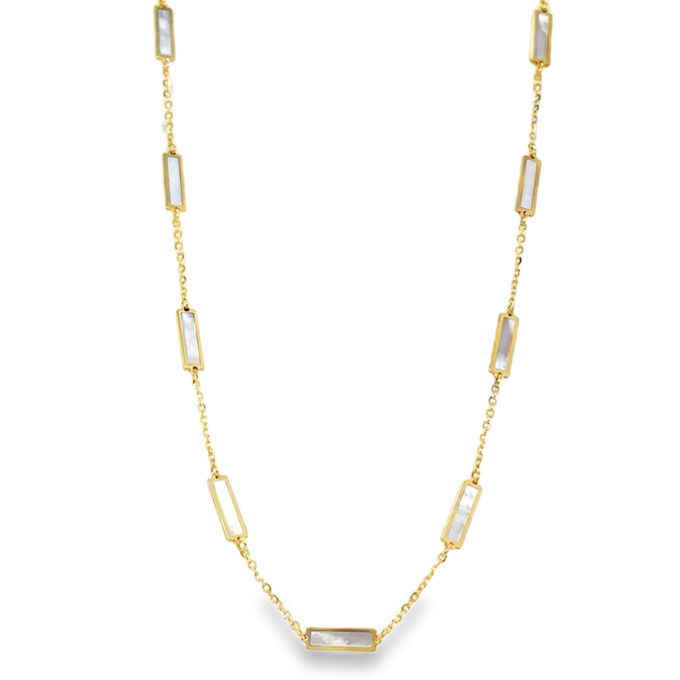 14KY MOP Bar Inlay Necklace