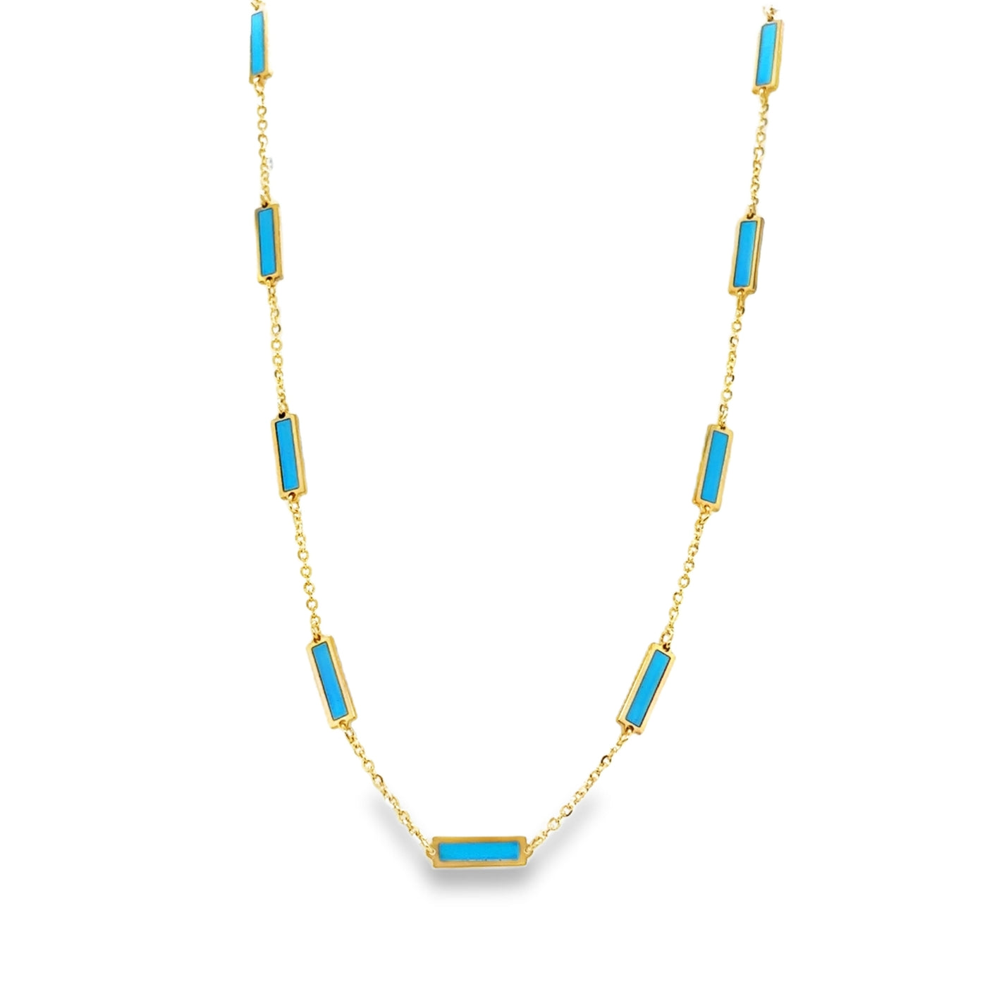 14KY Turquoise Bar Inlay Necklace