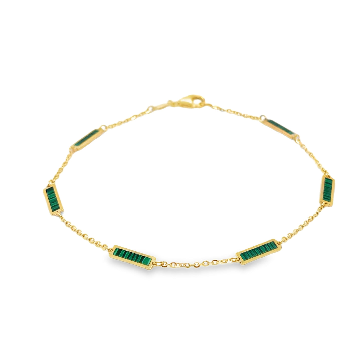 14KY Malachite Bar Inlay Bracelet