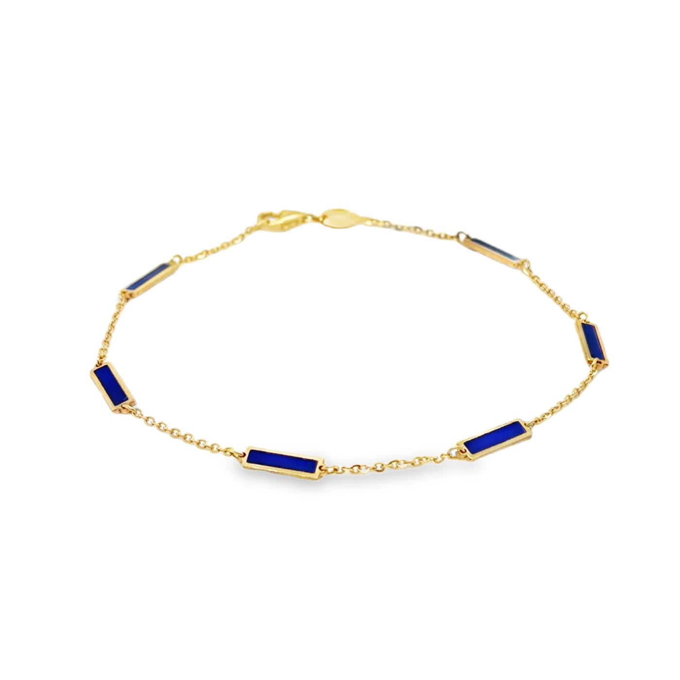 14KY Lapis Bar Inlay Bracelet