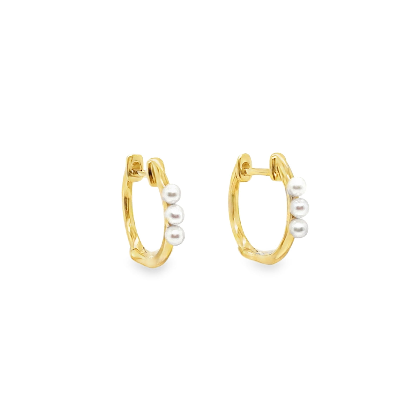 14KY Seed Pearl Huggies