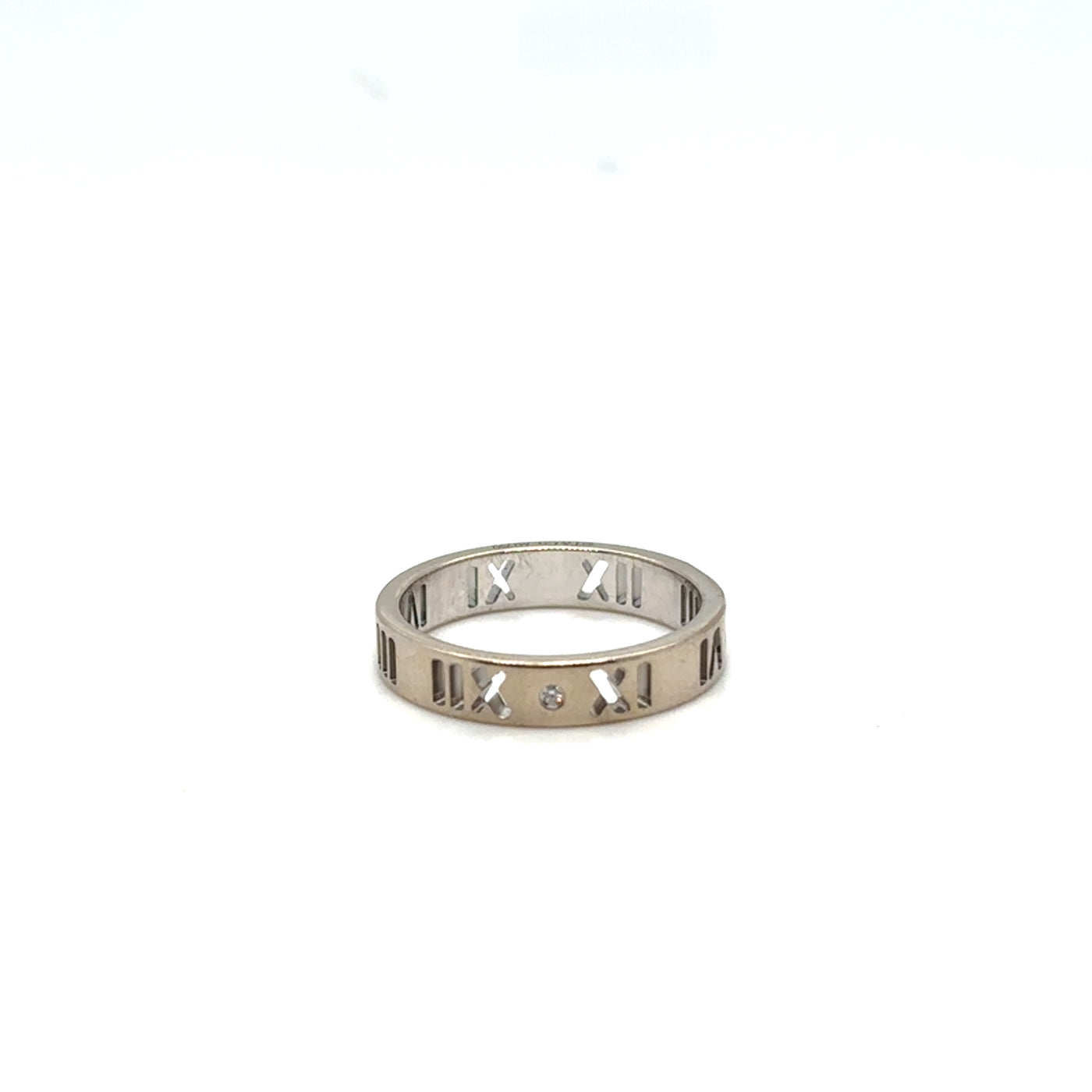 18KW Tiffany Roman Numeral & Diamond Ring