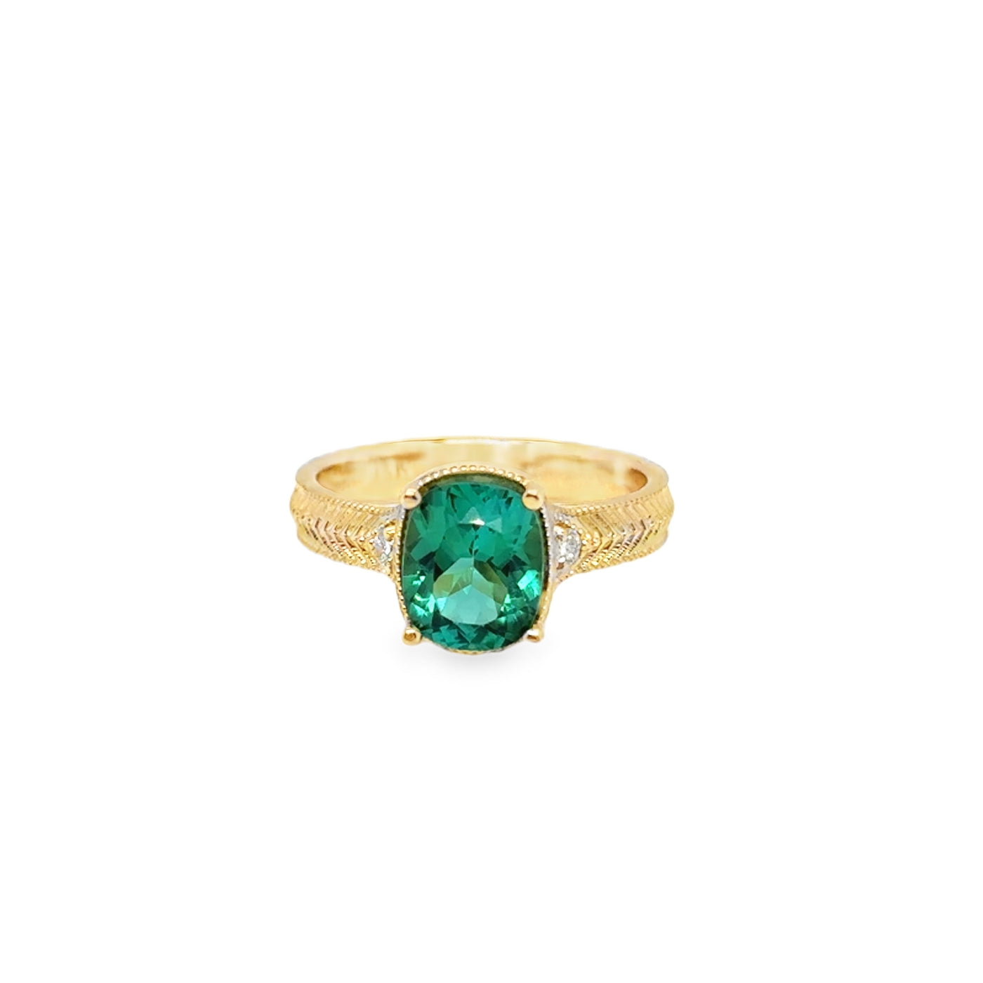 14KY Lagoon Tourmaline Cushion "Taylor" Ring