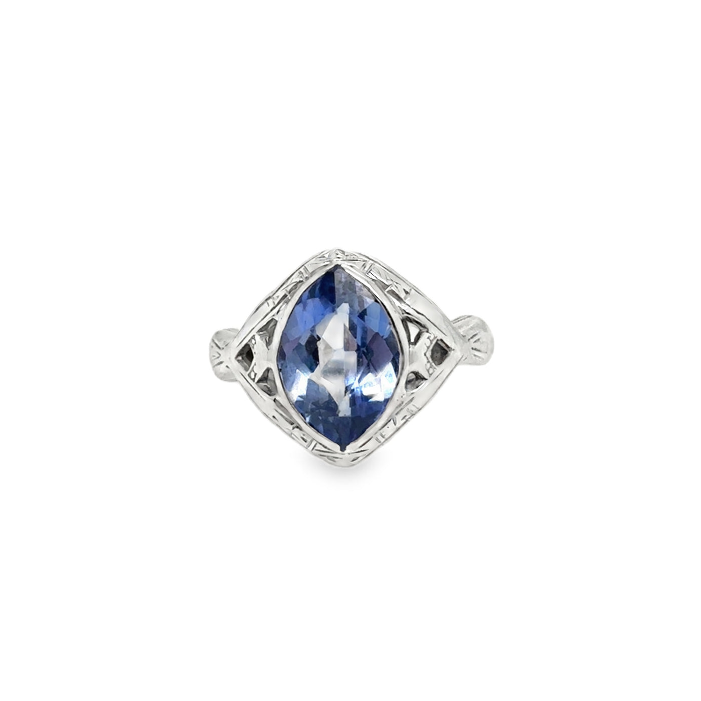 14KW Vintage Art Deco Marquise Tanzanite Ring