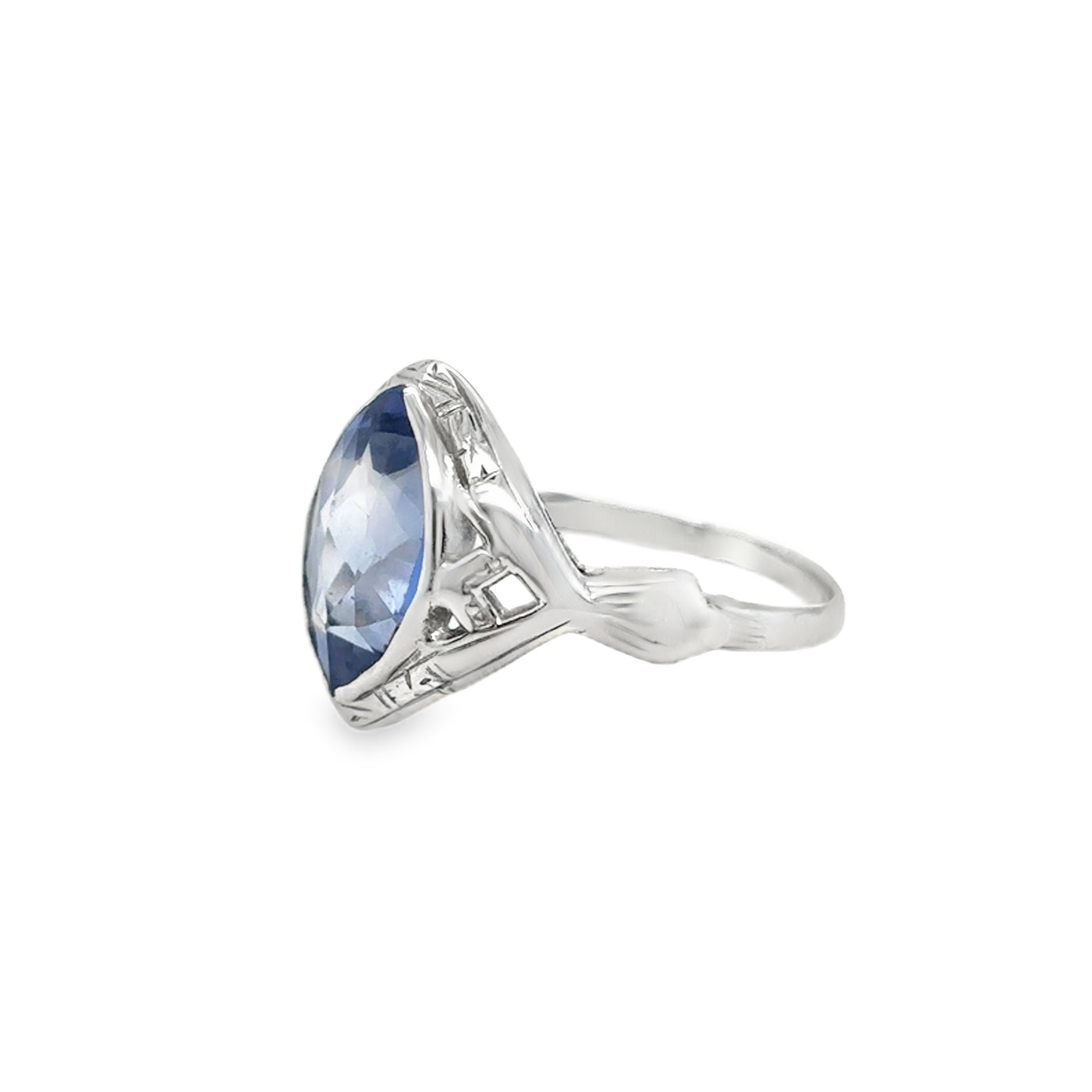 14KW Vintage Art Deco Marquise Tanzanite Ring