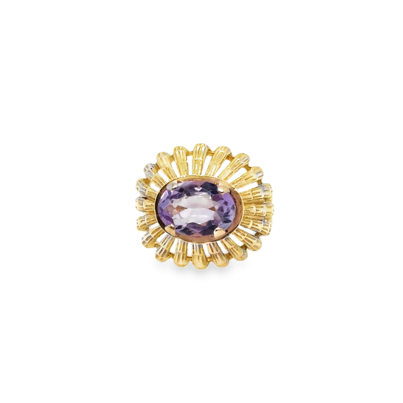 14KY Vintage Rose De France Amethyst Dome Ring