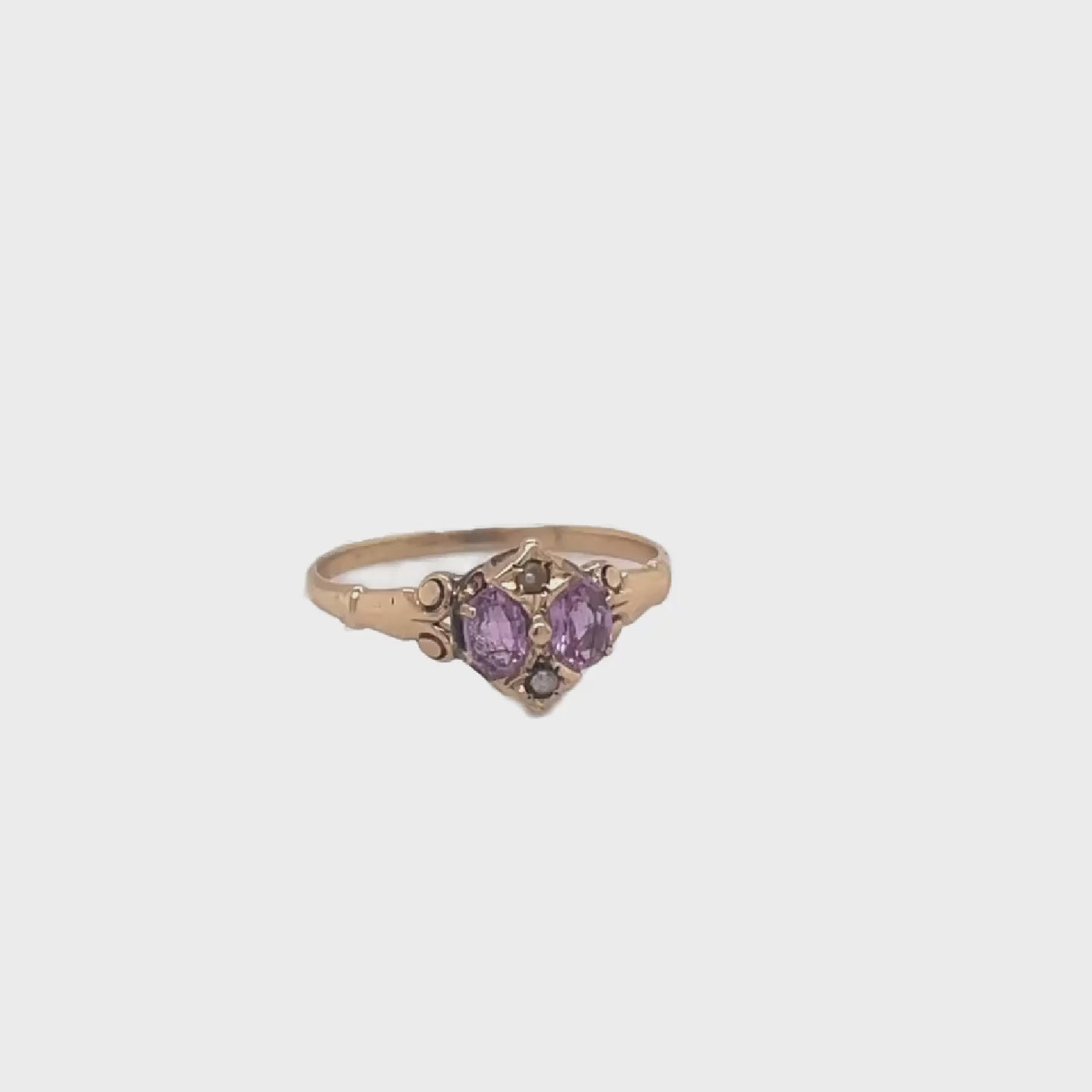 Vintage 14K Rose Gold 0.50ctw Pink Sapphire and Seed Pearl Ring
