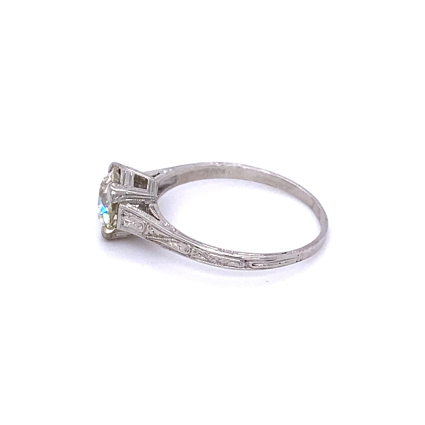 Platinum Art Deco VS2 J Old European Diamond Ring