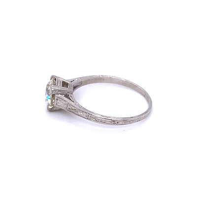 Platinum Art Deco VS2 J Old European Diamond Ring