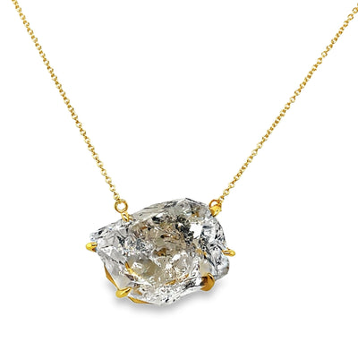 Large Raw Herkimer Necklace Gold
