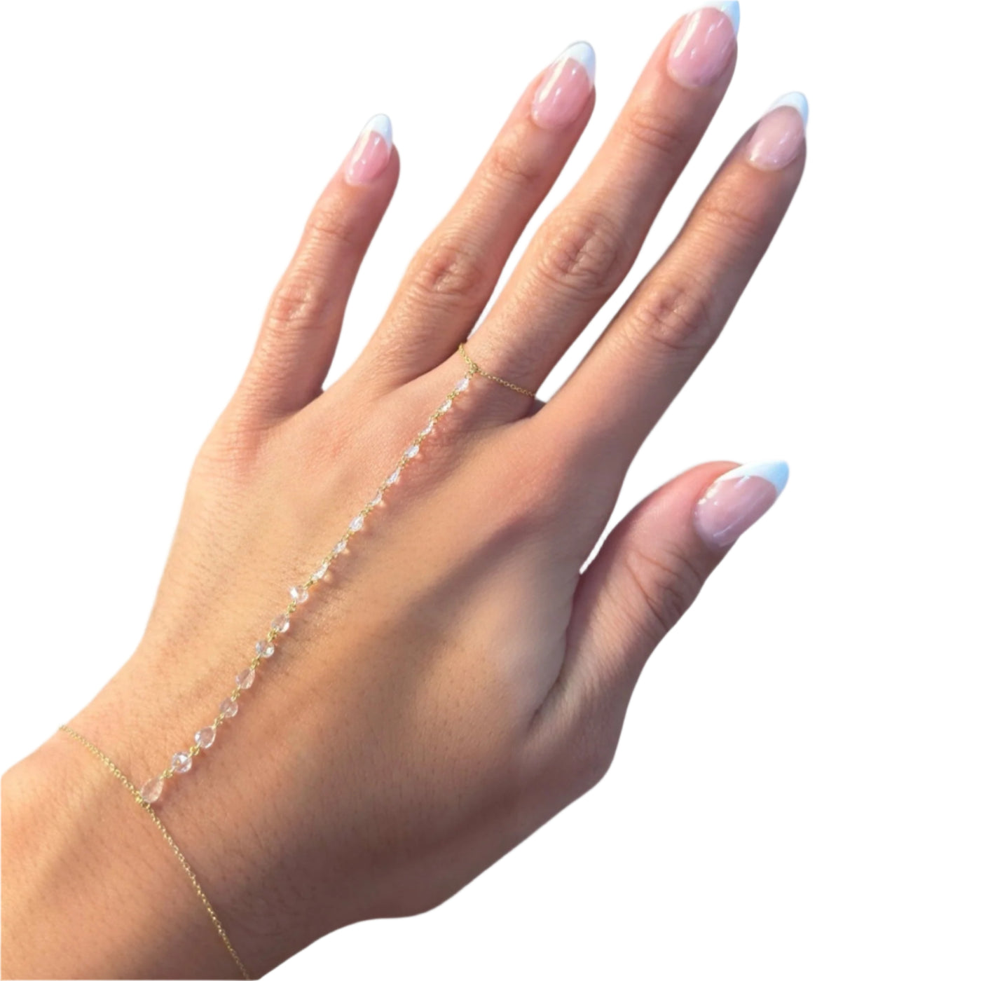 18KY Rose Cut Diamond Hand Chain Bracelet