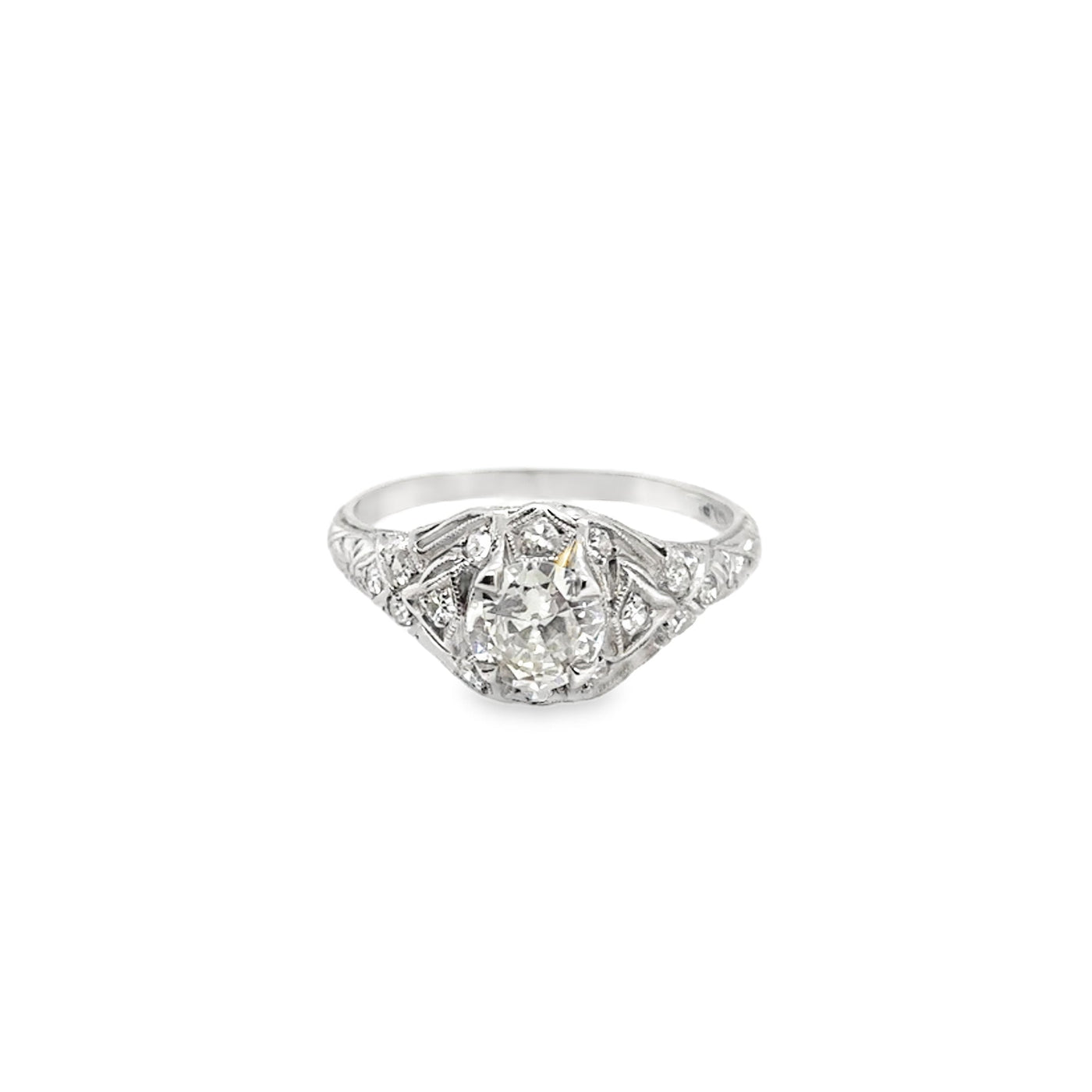 Platinum Old Mine Cut Diamond Ring