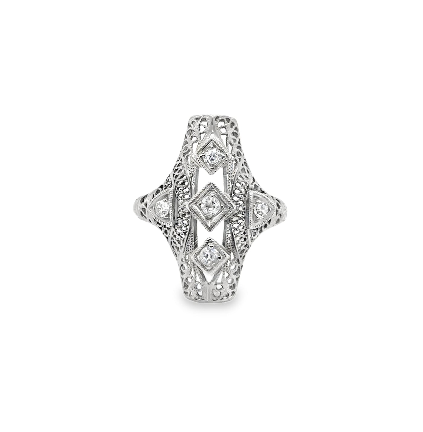 18KW Edwardian Euro Elongated Ring