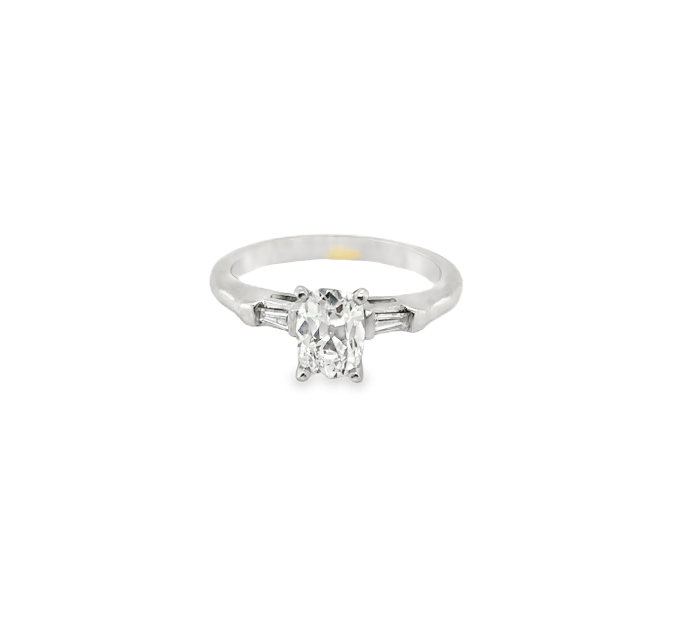 Platinum Vintage Antique Cushion Diamond 3-Stone Ring