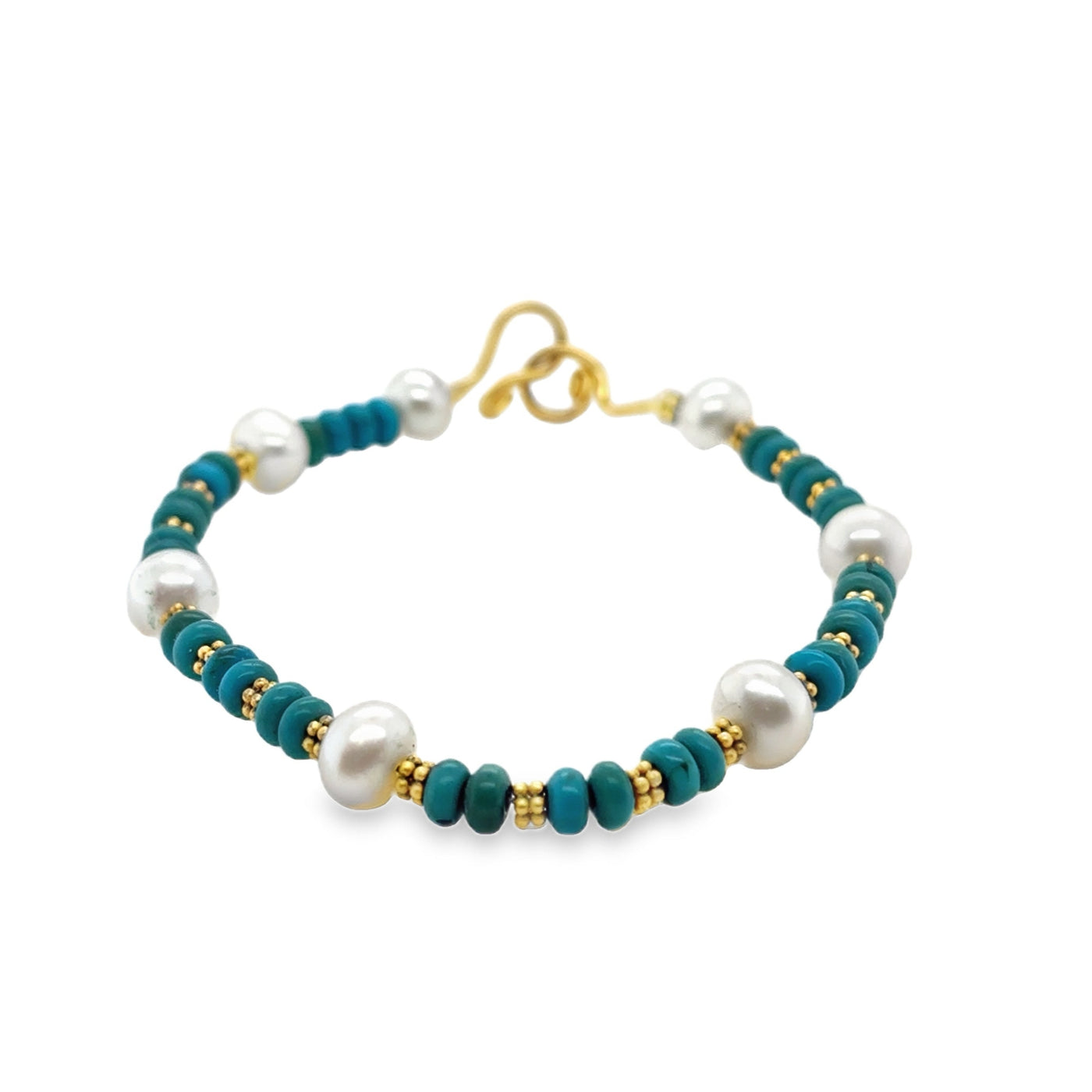 925 Gold Filled Turquoise & Pearl Bracelet