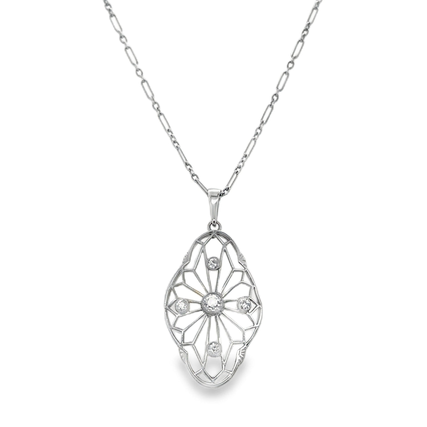 14KW 5-Stone Diamond Vintage Necklace