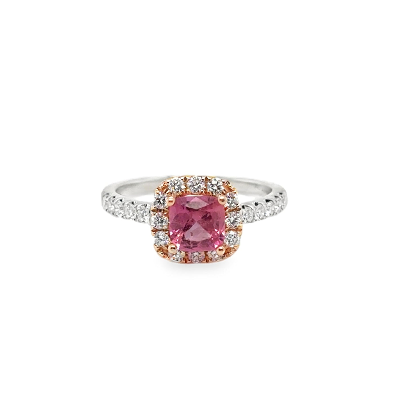18KW/R Padparadscha Sapphire & Diamond Ring