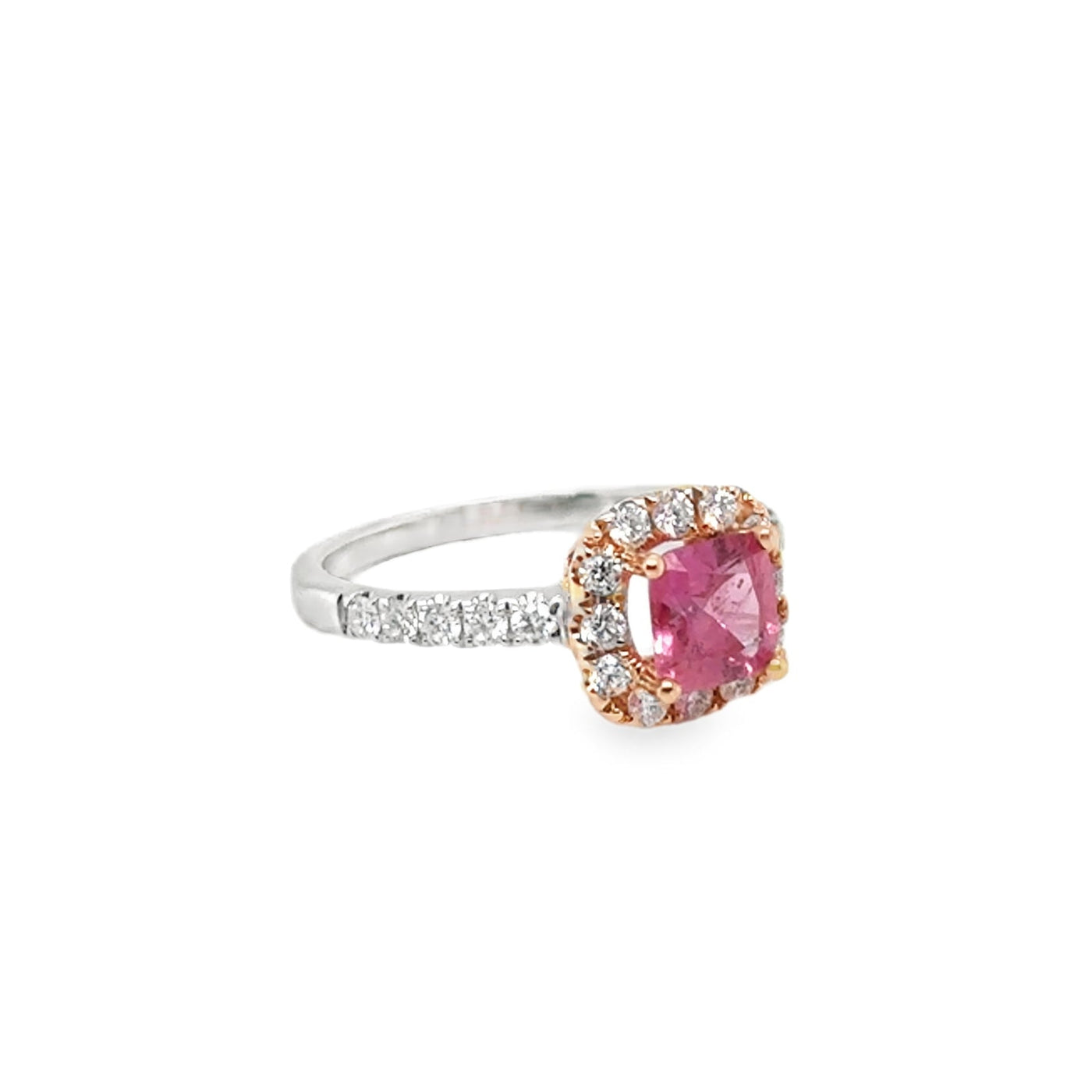 18KW/R Padparadscha Sapphire & Diamond Ring